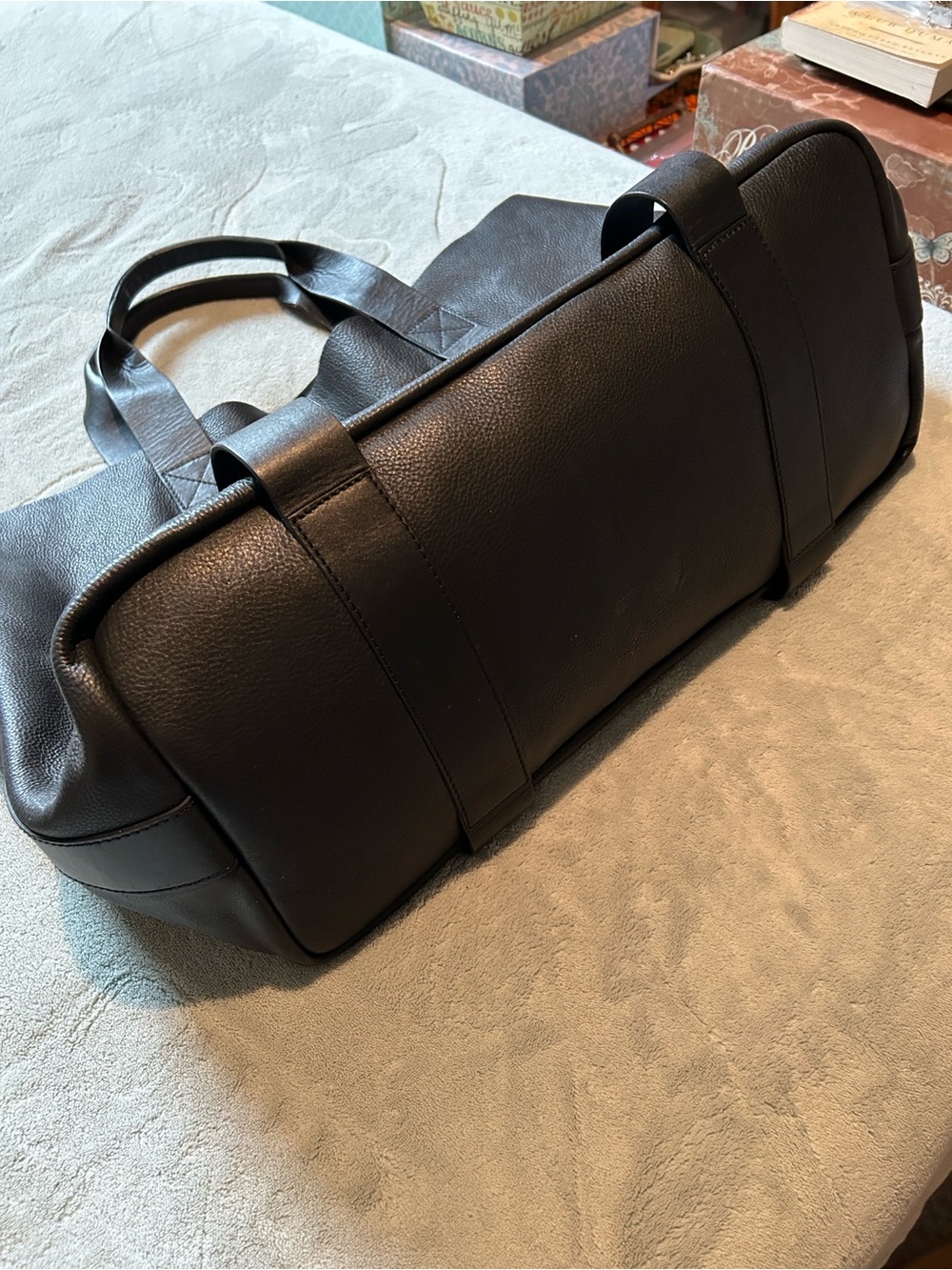 Black Women's Leather Boho Tote - Picture 3 of 9